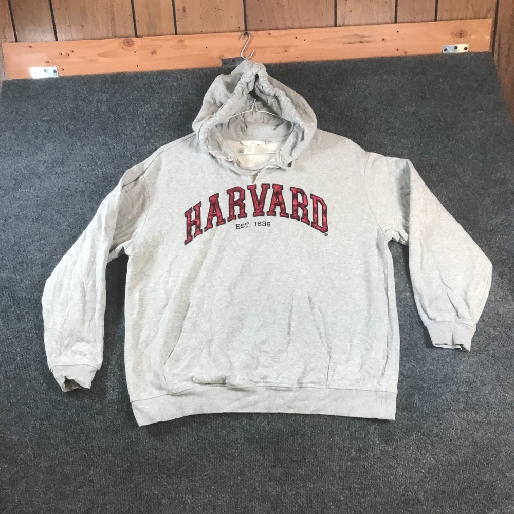 H&M Motif-Front Hoodie Womens Medium Gray Cotton Fleece Lined Kangaroo Pocket